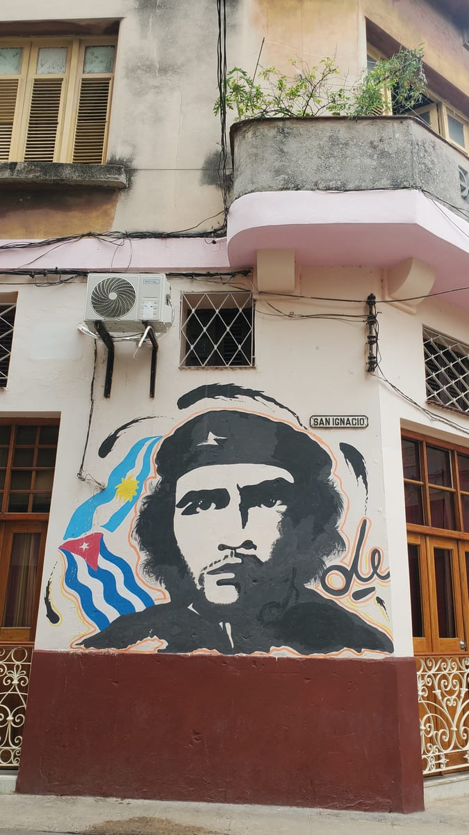 Che mural on a building in Havana